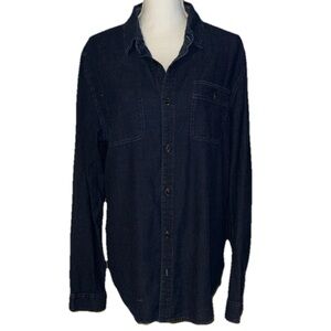 Roark Revival Navy Blue Button Down Shirt Men’s size XL 100% cotton